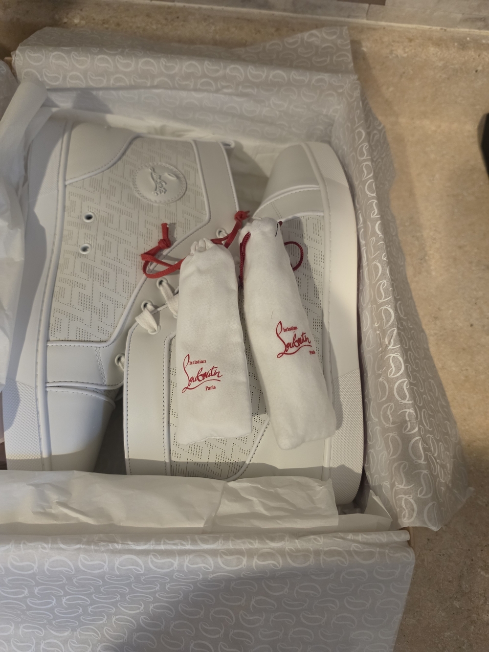 Christian Louboutin Men’s White High-Top Sneakers